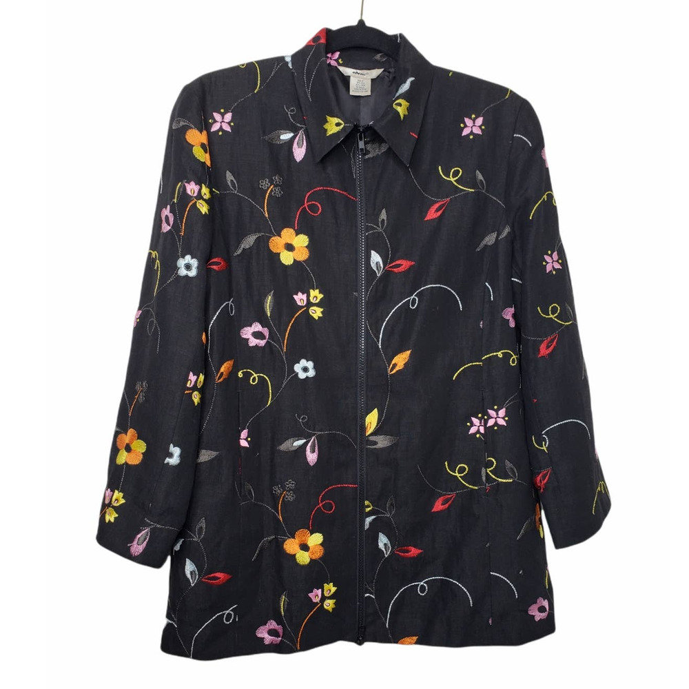 Edward floral silk linen blend full zip jacket